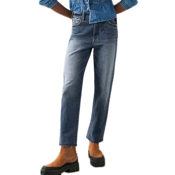 PILCRO Anthropologie The Vintage Straight Jean Medium Wash Raw Hem Women's 28 - Picture 1 of 7